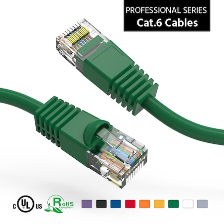 CAT6 UTP Ethernet Network Booted Cable- 7Ft- Green